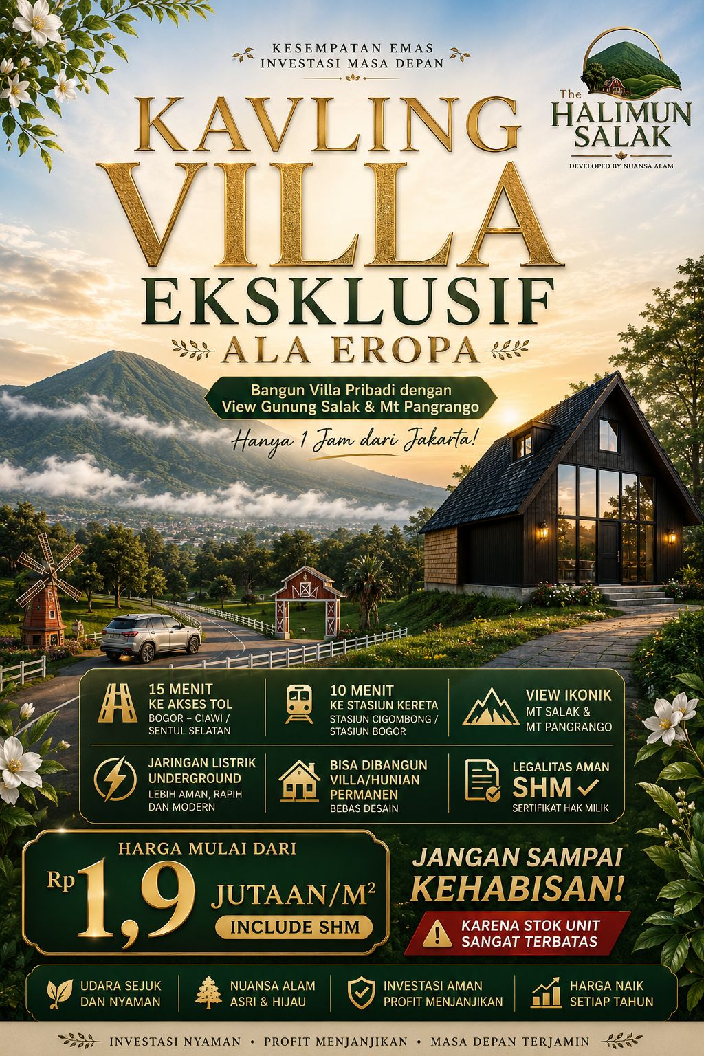 Poster Promo The Halimun Salak – Kavling SHM Bogor Selatan, diskon hingga 15 juta dan gratis biaya BPHTB